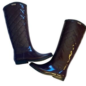 Tommy Hilfiger Women's Purple Quilted Rain Boots | Worn 1x | Leather Outsole